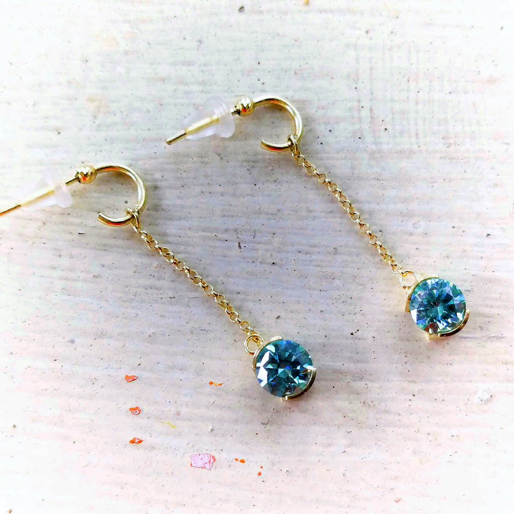 2 TCW Blue/ Green Moissanite 14k gold